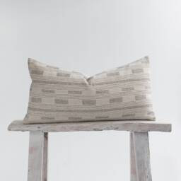 Neutral Lumbar Pillow, Black Dotted Cotton, Bamboo Reverse - thumbnail 1