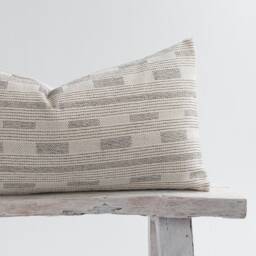Neutral Lumbar Pillow, Black Dotted Cotton, Bamboo Reverse - thumbnail 2