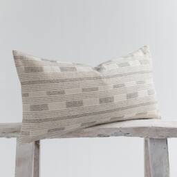 Neutral Lumbar Pillow, Black Dotted Cotton, Bamboo Reverse - thumbnail 3