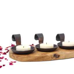 11Th Anniversary Gift Sculpted Steel Candle Holder With Curved Handle - thumbnail 2