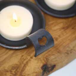 11Th Anniversary Gift Sculpted Steel Candle Holder With Curved Handle - thumbnail 3