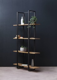 Konk ??? Overhang Shelving [Metal] Bespoke Sizes Available Modern Solid Wood & Steel Bookcase, Tall Bookshelf - thumbnail 1