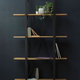 Konk ??? Overhang Shelving [Metal] Bespoke Sizes Available Modern Solid Wood & Steel Bookcase, Tall Bookshelf - thumbnail 2