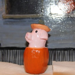 Pig in Pumpkin Figurine/ Ornament - thumbnail 3