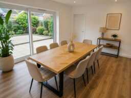Handmade Oak Parquet Dining Table Or Desk & Industrial Style Legs Chevron Wooden