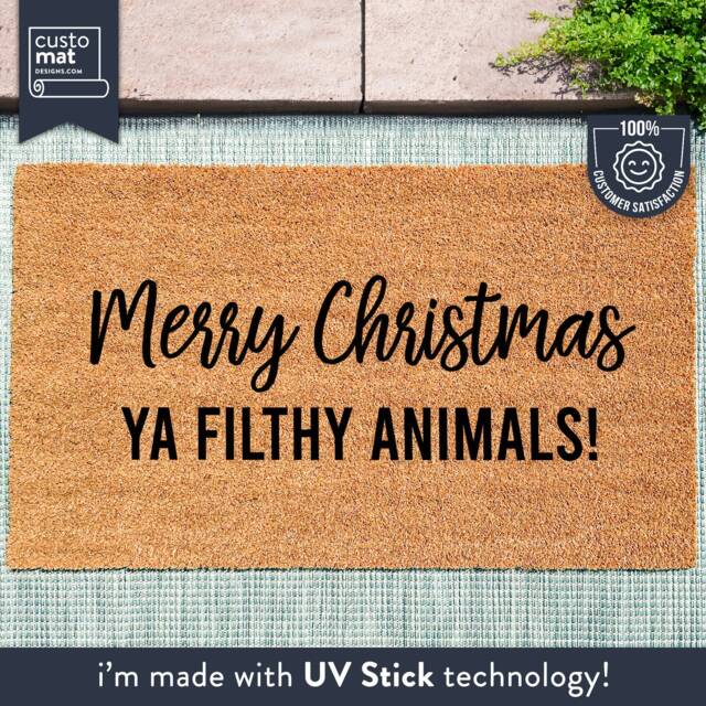 Merry Christmas Ya Filthy Animals - Doormat Holiday Decor Seasonal Gift Funny - image 1