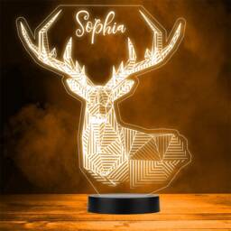 Geometrical Reindeer Low Poly Line Art Personalised Gift Any Colour Night Light - thumbnail 1