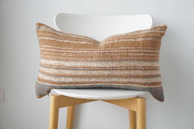 "Brown Tribal Hemp Hand Woven Natural Dye Color Pillow Cover 14"" X 24" - image 1