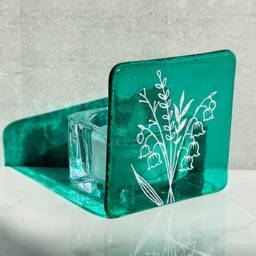 Fused Glass Tea Light Holder May Birth Flower, Lily Of The Valley - thumbnail 2