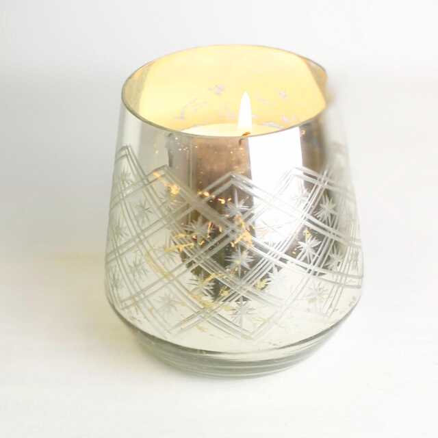 Vintage Style Glass Candle Holder Silver & Gold Foil Decor - image 1