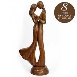 Hand-Carved Wooden Soulmate Statue - Abstract Minimalist Oak Sculpture For Couples - thumbnail 2