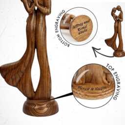 Hand-Carved Wooden Soulmate Statue - Abstract Minimalist Oak Sculpture For Couples - thumbnail 4