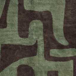 Modern Abstract Moroccan Rug - Brown & Olive Green Bold Shapes Graphic Handmade Wool Shag Rug, Beni Ourain Inspired Carpet - thumbnail 3