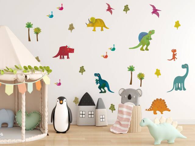 Friendly Dinosaur Wall Stickers, Decals, Dino Stickers For Walls, Themed Room, Sticker - image 1