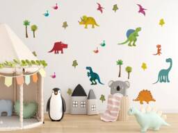 Friendly Dinosaur Wall Stickers, Decals, Dino Stickers For Walls, Themed Room, Sticker - thumbnail 1