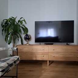 Handmade Oak Tv Stand Mid-Century Modern Media Console With Drawers - thumbnail 4