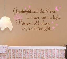 Personalized Princess Nursery Quote -Vinyl Wall Decal - Words For Your Goodnight Said The Moon - thumbnail 1