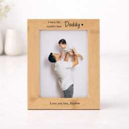 Personalised Bamboo World's Best Daddy Photo Frame - Engraved Father's Day Keepsake Gift From Child - thumbnail 3