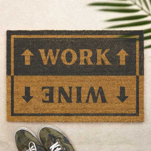 Work/Wine Doormat Funny Office & Home Door Mat, Humorous Gift For Wine Lovers, Cheeky Front Entry Mat - image 1