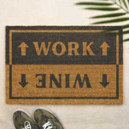 Work/Wine Doormat Funny Office & Home Door Mat, Humorous Gift For Wine Lovers, Cheeky Front Entry Mat - thumbnail 1