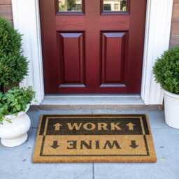 Work/Wine Doormat Funny Office & Home Door Mat, Humorous Gift For Wine Lovers, Cheeky Front Entry Mat - thumbnail 3