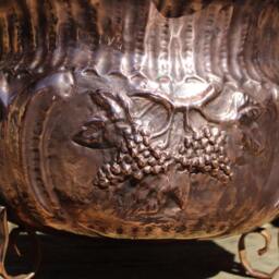 Handmade Copper Vase With Feet - Rustic Artisanal Home Decor Chiseled Artisan Art - thumbnail 2
