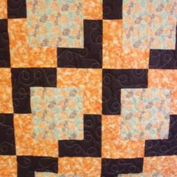 "Floating Block Throw Quilt, Orange & Grey Lap 49"" X 64" - thumbnail 2
