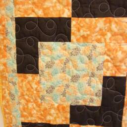 "Floating Block Throw Quilt, Orange & Grey Lap 49"" X 64" - thumbnail 3
