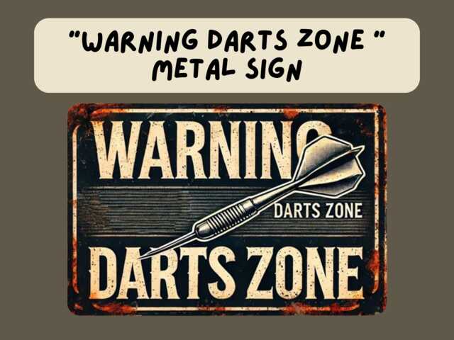 Retro Darts Zone Metal Sign - Funny Man Cave Wall Art, Bar & Pub Decor, Gift For Him, Garage Game Room Plaque, Player Present - image 1