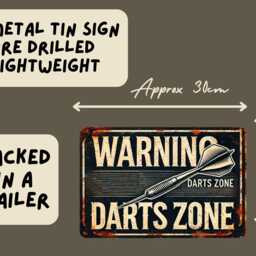 Retro Darts Zone Metal Sign - Funny Man Cave Wall Art, Bar & Pub Decor, Gift For Him, Garage Game Room Plaque, Player Present - thumbnail 2