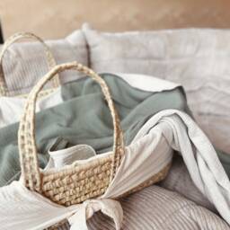 Baby Swaddle Blanket 120 X cm Reversible Sage Green & Cream - thumbnail 2