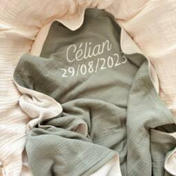 Baby Swaddle Blanket 120 X cm Reversible Sage Green & Cream - thumbnail 1