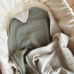 Baby Swaddle Blanket 120 X cm Reversible Sage Green & Cream - thumbnail 4