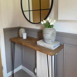 Extra Deep Omni Rustic Console Table With Black 3 Pin Hairpin Legs. - Hallway/Radiator Cover - 31cm Depth - thumbnail 2
