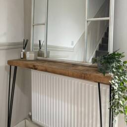 Extra Deep Omni Rustic Console Table With Black 3 Pin Hairpin Legs. - Hallway/Radiator Cover - 31cm Depth - thumbnail 3