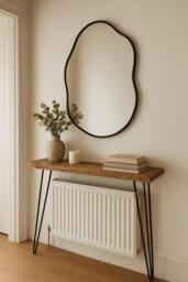 Extra Deep Omni Rustic Console Table With Black 3 Pin Hairpin Legs. - Hallway/Radiator Cover - 31cm Depth
