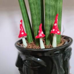 Handmade Glow in The Dark Mushroom Set Fairy Garden Decor - thumbnail 2