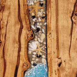 Coffee Table, Ocean Epoxy Resin River Table Made Of Chocolate Oak According To Customer Specifications - thumbnail 2