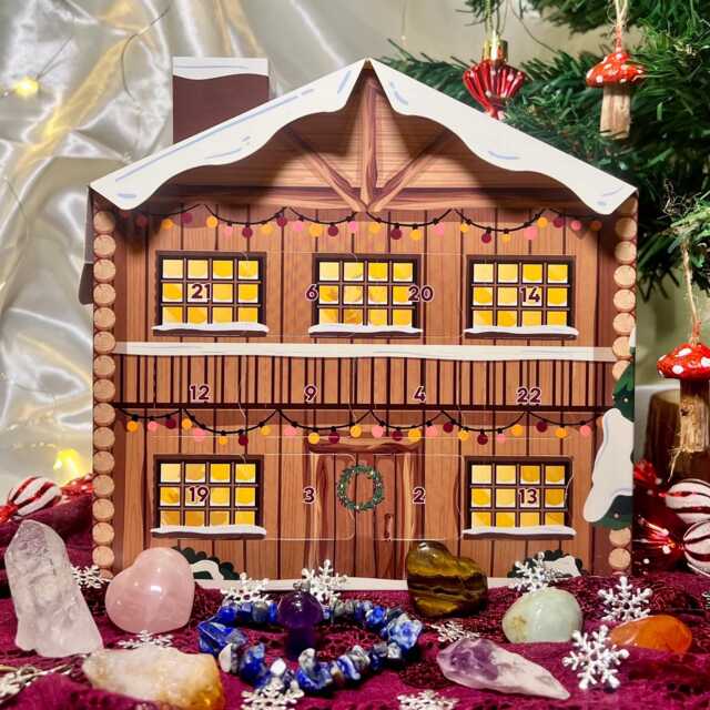 Deluxe Crystal Christmas Advent Calendar - Natural Xmas Gemstone Count Down Festive Mystery Box - image 1