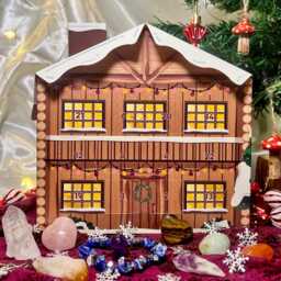 Deluxe Crystal Christmas Advent Calendar - Natural Xmas Gemstone Count Down Festive Mystery Box