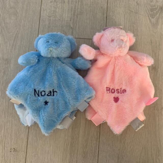 Personalized Baby Teddy Bear Comforter Soft Furry Satin Blanket - image 1