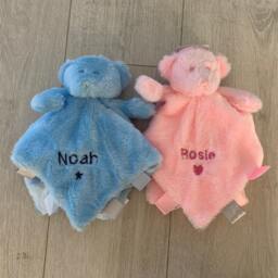 Personalized Baby Teddy Bear Comforter Soft Furry Satin Blanket