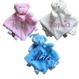 Personalized Baby Teddy Bear Comforter Soft Furry Satin Blanket - thumbnail 2