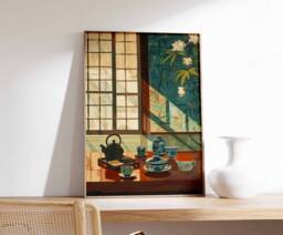 Traditional Japanese Tea House Poster, Art Print, Food Asian Decor, Art, Oriental Print - thumbnail 1
