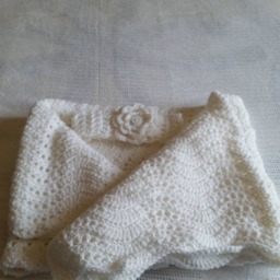 Crochet White Baby Blanket Set, Baptism Or Christening Blanket, Shower, House Warming, Gifts For Her, Him Ready To Ship - thumbnail 3