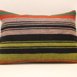 Vintage Turkish Kilim Pillow, Wool Boho Cushion - 14x20 In - thumbnail 2