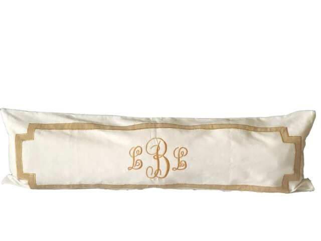 Monogram Pillowcase White, Beige White Unique Headboard Monogrammed Throw Pillow Covers - image 1