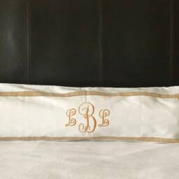 Monogram Pillowcase White, Beige White Unique Headboard Monogrammed Throw Pillow Covers - thumbnail 2