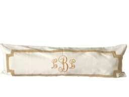 Monogram Pillowcase White, Beige White Unique Headboard Monogrammed Throw Pillow Covers - thumbnail 1
