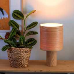 Wood Table Lamp For Scandinavian Decor, Rustic Decor Bedside Lamp, Minimalist Desk Mid Century Nightstand - thumbnail 2